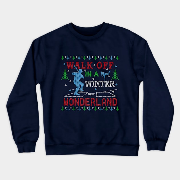 Walk Off in a Winter Wonderland Baseball Ugly Christmas Sweater Design Crewneck Sweatshirt by TeeCreations